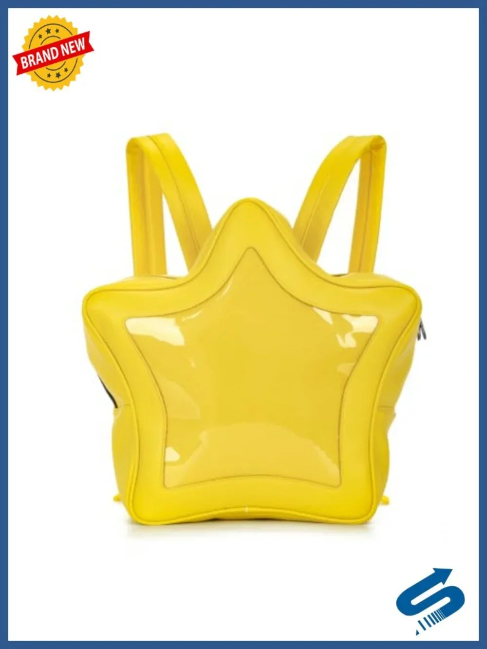 Star-Shaped Kawaii Ita Backpack with Pin Display Window, Faux Leather,